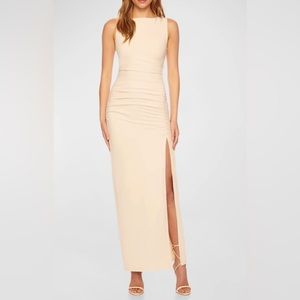 NWT Susana Monaco Sleeveless Gathered Maxi Slit Dress Blanched Almond Size: S